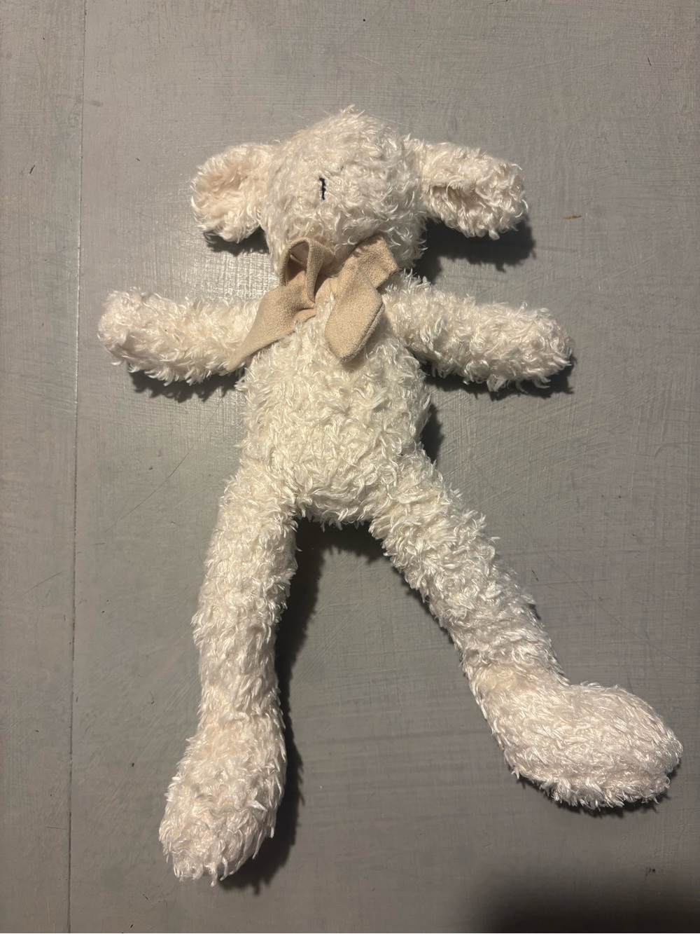 Plush Cream Lamb Doll with Bow